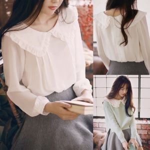 Cute Collared White Blouse✨